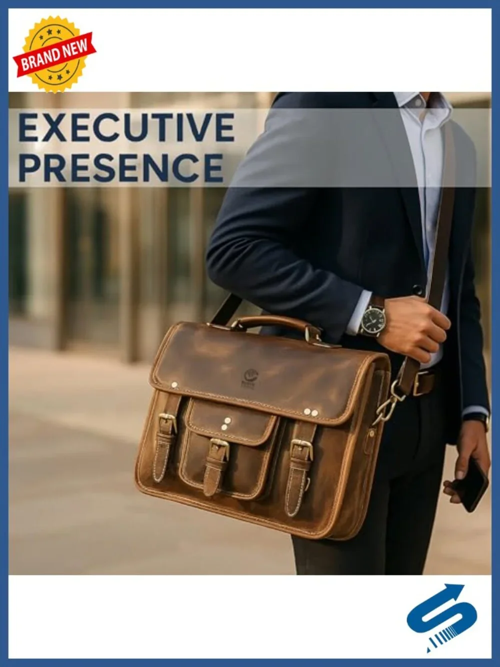 Leather Messenger Bag for Men - Full Grain Leather Briefcase Laptop Satchel
